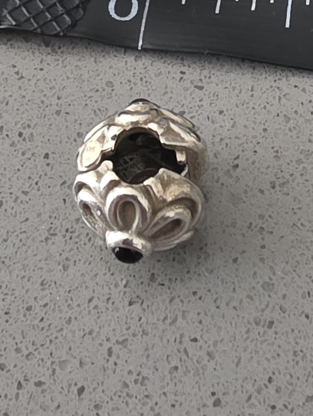 Pandora | Flower Purple CZ With Clasp Authentic Sterling Silver Charm - Picture 2 of 3